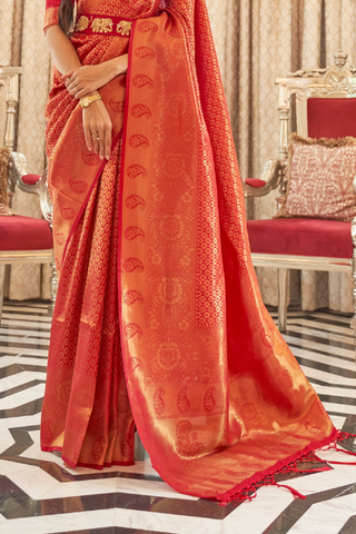 RED KANJEEVARAM HANDLOOM SILK SAREE 