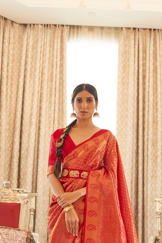 RED KANJEEVARAM HANDLOOM SILK SAREE 