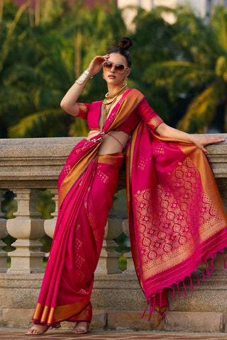 Red Soft Silk Handloom Weaving Saree