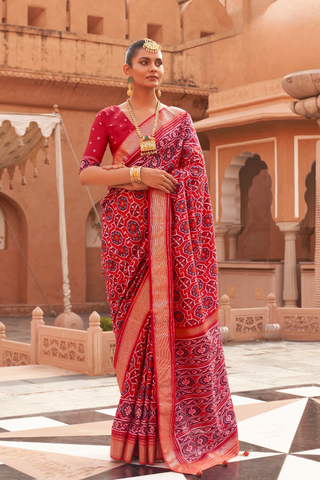 Red Banarasi Patola Silk Saree