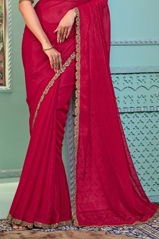 RED GEORGETTE SILK SAREE