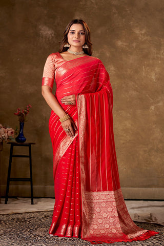 Red Georgette Silk Saree_Kumari Sarees