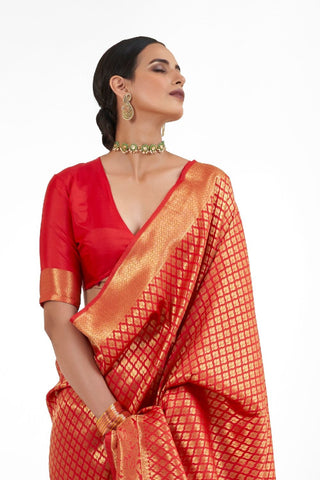 RED KANJEEVARAM HANDLOOM SILK SAREE 