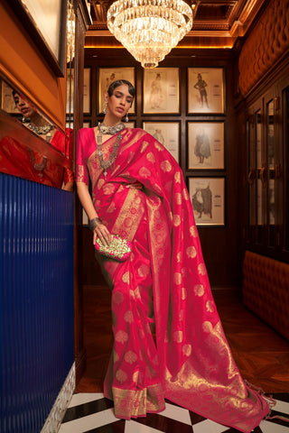 Red Handloom Weaving Silk Saree