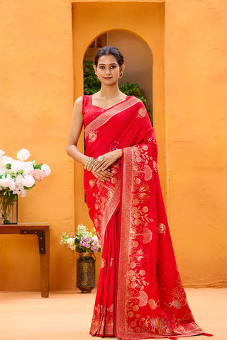 Red Dola Silk Saree_Kumari Sarees