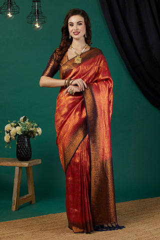 Red Soft Kanjeevaram Silk Saree_Kumari Sarees