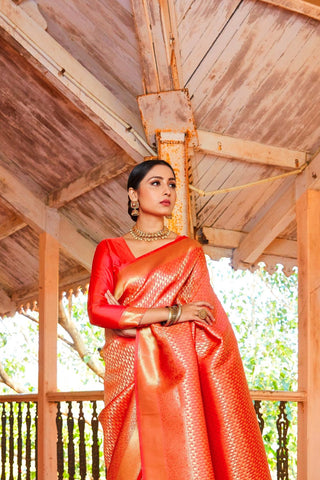 RED KANJEEVARAM HANDLOOM SILK SAREE 