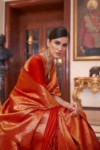 RED KANJEEVARAM HANDLOOM SILK SAREE 