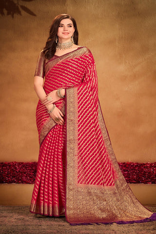Red Pure Georgette Silk Saree_Kumari Sarees