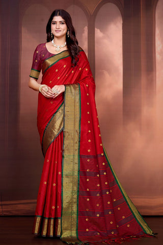 Red Pure Aura South Soft Silk Pattu Saree_Kumari Sarees