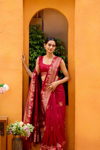 Red Dola Silk Saree_Kumari Sarees