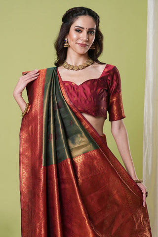 Red Banarasi Silk Saree_Kumari Sarees
