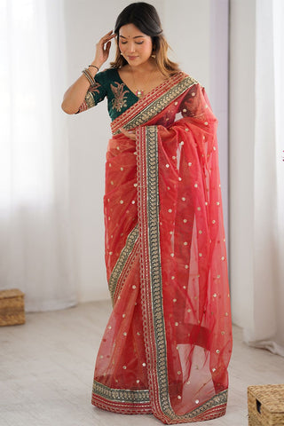 Red Banarasi Crush Silk Saree