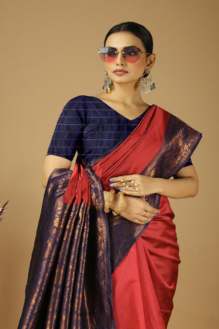 Red Banarasi Silk Saree_Kumari Sarees