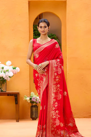 Red Dola Silk Saree_Kumari Sarees