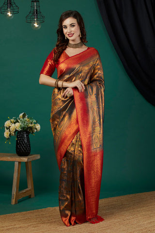 Red Soft Kanjeevaram Silk Saree_Kumari Sarees