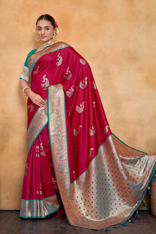 Red Banarasi Silk Saree Zari With Rich Pallu_Kumari Sarees