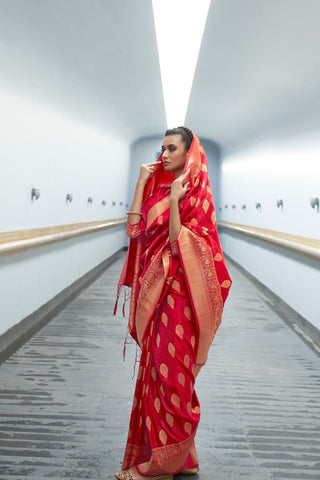 RED KANJEEVARAM HANDLOOM SILK SAREE 