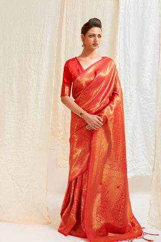 RED KANJEEVARAM HANDLOOM SILK SAREE 