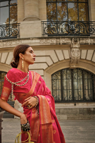 Red Soft Silk Handloom Weaving Saree