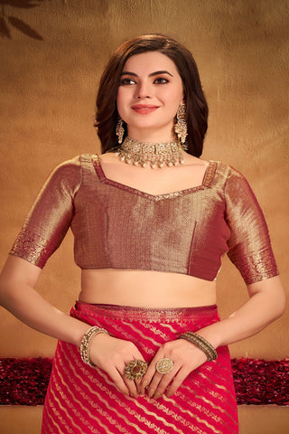 Red Pure Georgette Silk Saree_Kumari Sarees