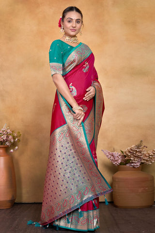 Red Banarasi Silk Saree Zari With Rich Pallu_Kumari Sarees