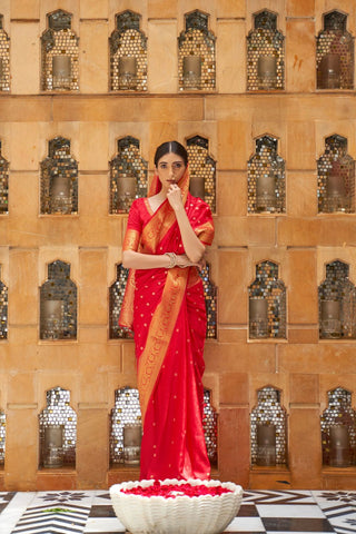 RED KANJEEVARAM HANDLOOM SILK SAREE 