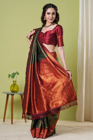 Red Banarasi Silk Saree_Kumari Sarees