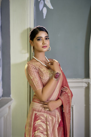 Red Pure Silk Crepe Saree_Kumari Sarees