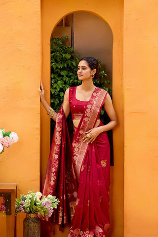 Red Dola Silk Saree_Kumari Sarees