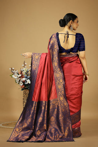 Red Banarasi Silk Saree_Kumari Sarees