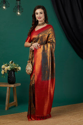 Red Soft Kanjeevaram Silk Saree_Kumari Sarees