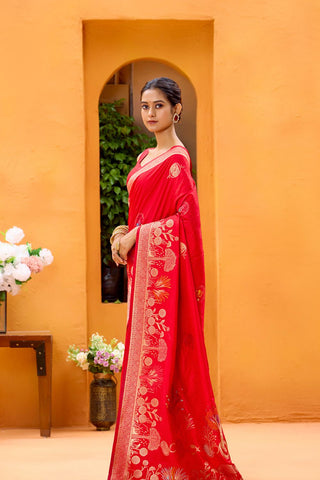 Red Dola Silk Saree_Kumari Sarees