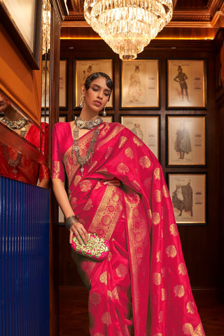 Red Handloom Weaving Silk Saree