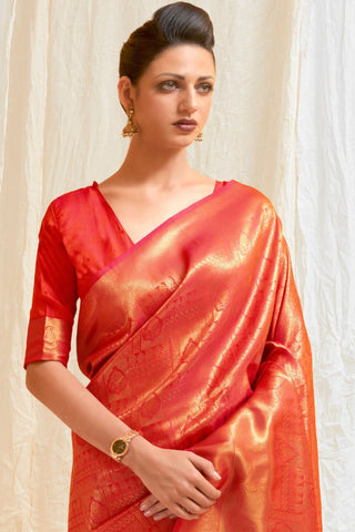 RED KANJEEVARAM HANDLOOM SILK SAREE 