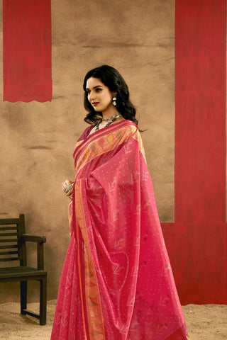 Red Patola Handloom Weaving Silk Saree_Kumari Sarees