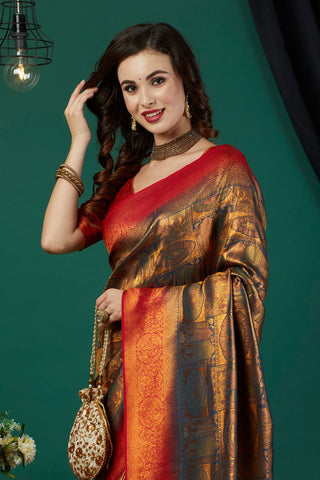 Red Soft Kanjeevaram Silk Saree_Kumari Sarees