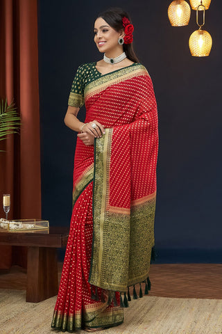 Red Pure Georgette Saree
