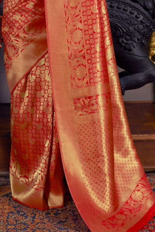 RED KANJEEVARAM HANDLOOM SILK SAREE 