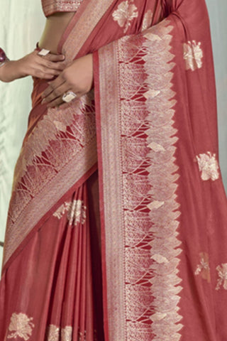 Red Pure Silk Crepe Saree_Kumari Sarees