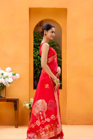 Red Dola Silk Saree_Kumari Sarees