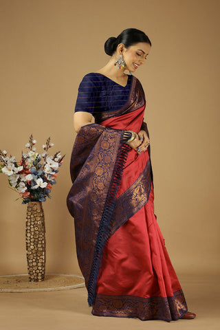 Red Banarasi Silk Saree_Kumari Sarees
