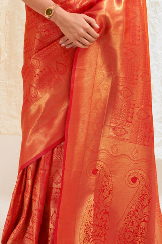 RED KANJEEVARAM HANDLOOM SILK SAREE 