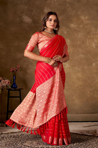 Red Georgette Silk Saree_Kumari Sarees