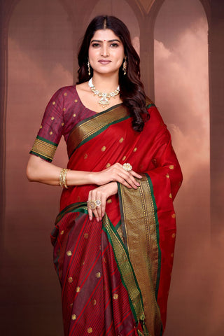 Red Pure Aura South Soft Silk Pattu Saree_Kumari Sarees