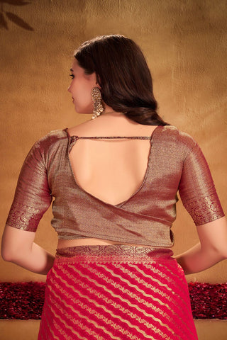 Red Pure Georgette Silk Saree_Kumari Sarees