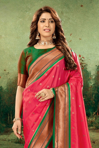 RED SOFT PESHWAI PAITHANI SILK SAREE