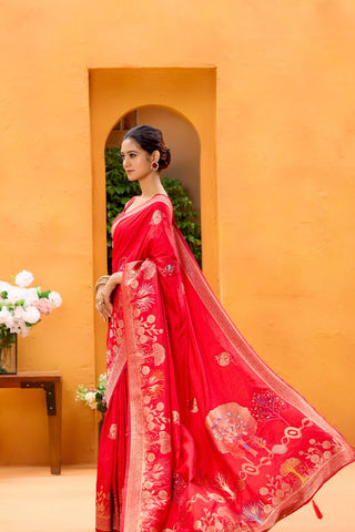 Red Dola Silk Saree_Kumari Sarees