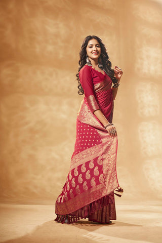 Red Georgette Saree_Kumari Sarees