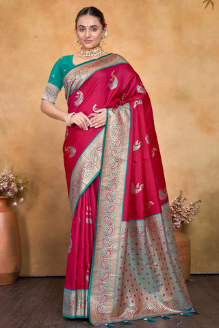 Red Banarasi Silk Saree Zari With Rich Pallu_Kumari Sarees